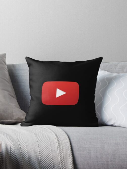 YouTube Cushion Social Media Pillow 14x14 with Filler for Boy & Girl Black (Pack of 1)