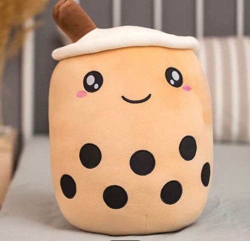 Cute Stuffed Boba Plush Bubble Tea Plushie Pillow Milk Tea Cup Pillow Food Plush, Soft Kawaii Hugging Plush Toys Gifts for Kids(Brown, 14 inch)