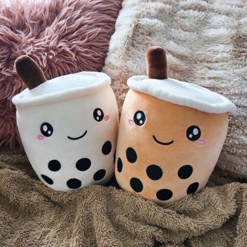 Cute Stuffed Boba Plush Bubble Tea Plushie Pillow Milk Tea Cup Pillow Food Plush, Soft Kawaii Hugging Plush Toys Gifts for Kids(Brown, 14 inch) - Image 2