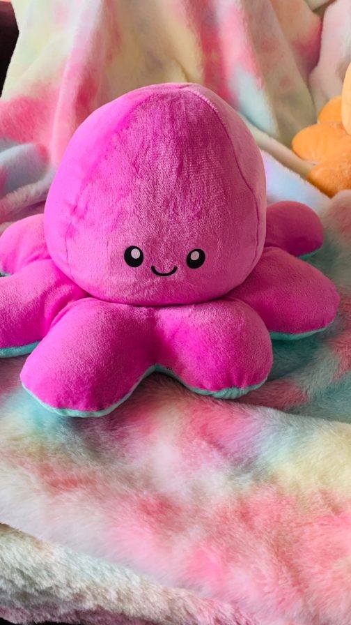Double Sided Reversible Octopus Soft Doll Reversible Plush Mood Octopus - Image 3